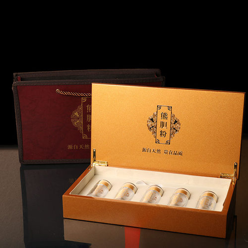 新款金色熊胆粉礼盒礼品盒空盒子大容量5瓶装木盒油X漆盒包装定制