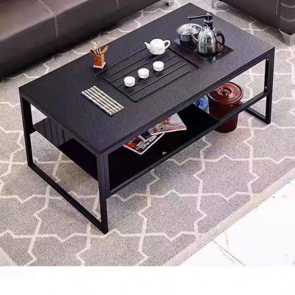 办公简约现代火烧石功夫茶几接待带泡茶台会客电磁炉钢化玻璃茶桌