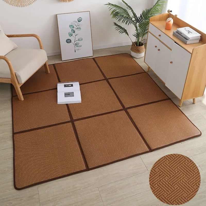 可折叠凉席地g毯家用卧室榻榻米床边垫夏季客厅茶几日式藤席地垫