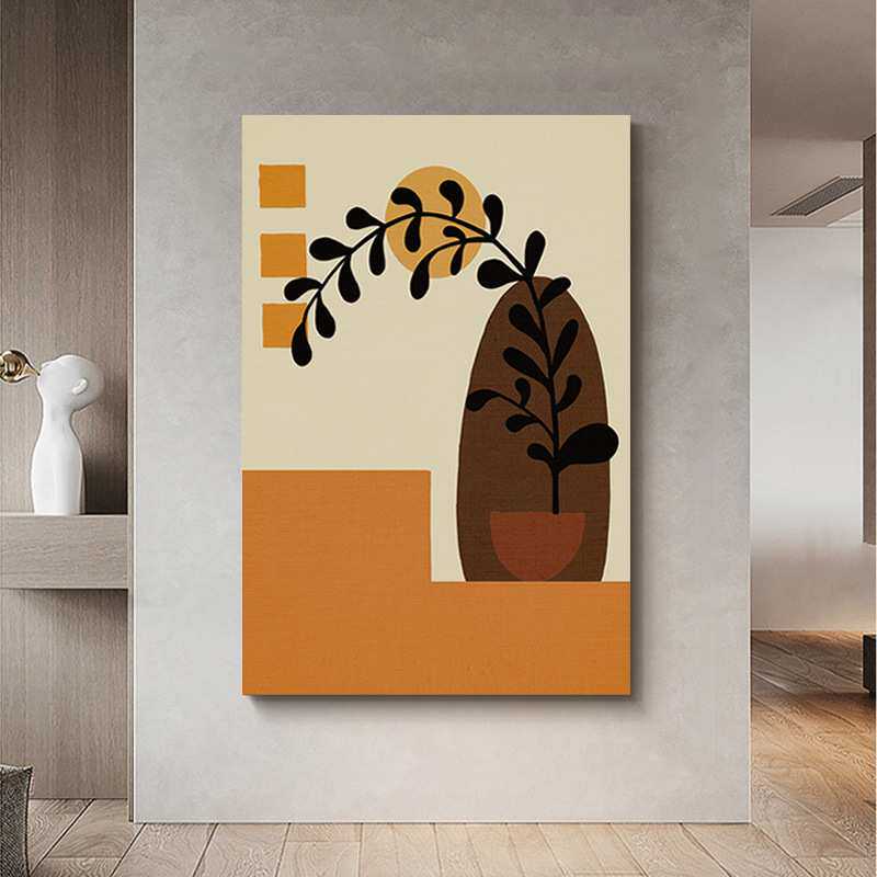 盈浩北欧莫兰迪风格艺术手工半手绘无框绷画卧室装饰画客厅挂画