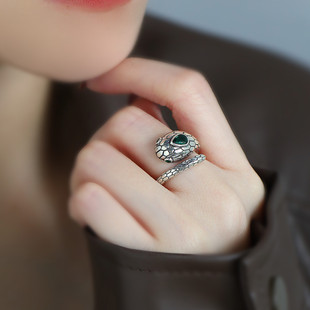 925银复古国风创意小蛇戒指女新中式民族风小众个性简约小清新