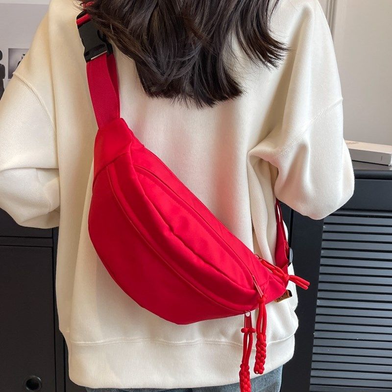 红色胸包女秋冬休闲运动斜挎包简约百搭帆布包手机腰包旅行挎包潮,箱包皮具/热销女包/男包,胸包,淘宝优惠券,粉丝福利购,淘宝优惠卷