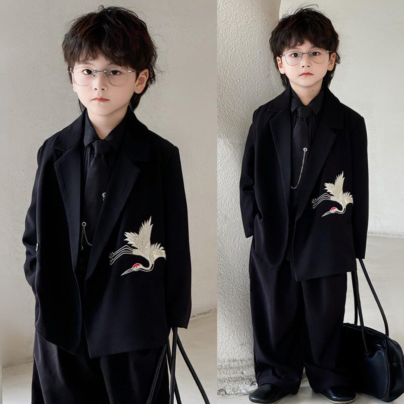 国潮2024儿童西装休闲外套 中国风帅气男童套装 秋季新款童装礼服