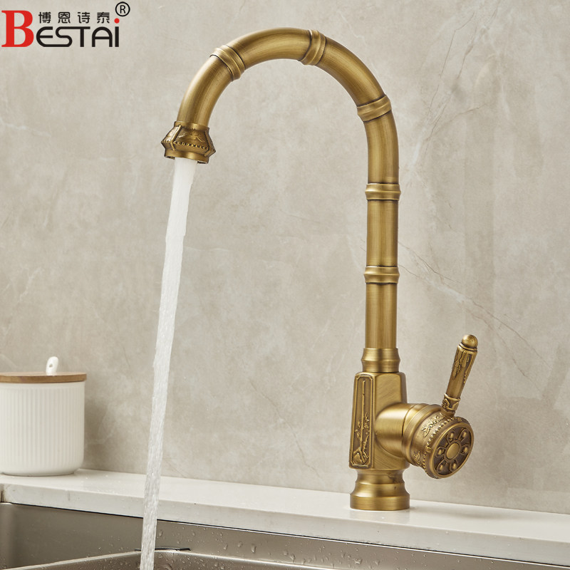 欧式仿古水龙头全铜冷热旋转洗碗池水槽厨房洗脸洗菜盆复古典龙头,家装主材,厨房龙头,淘宝优惠券,粉丝福利购,淘宝优惠卷