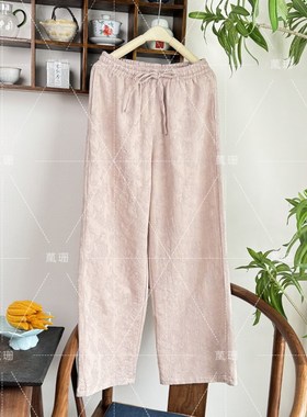 【云海春季休闲款】老布提花百搭休闲松紧腰带直筒裤长裤 52097