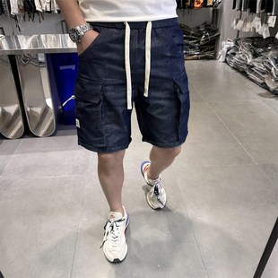 工装 牛仔短裤 中裤 男士 潮 哈伦印花五分裤 薄款 修身 2024夏季 潮牌美式