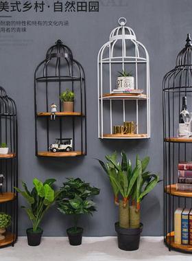 复古铁艺落地鸟笼置物架卧室创意收纳架简约工艺品客厅摆件装饰品