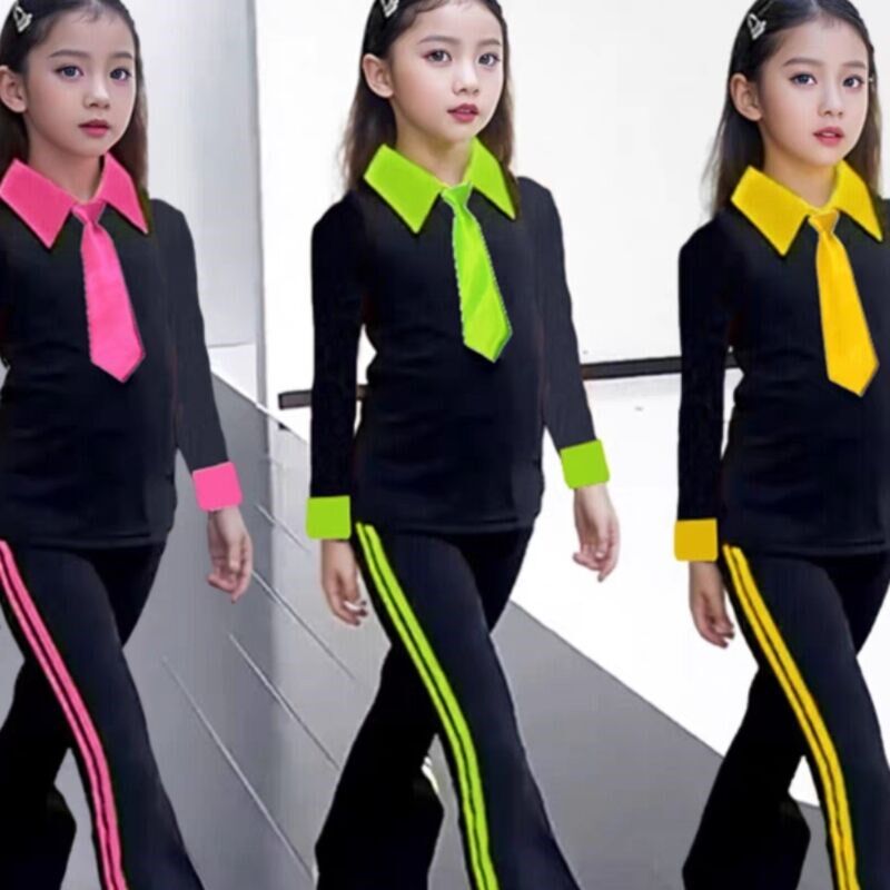 儿童t台走秀潮服女童模特形体训练服套装秋季新款童模练功演出服