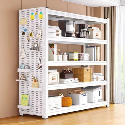 洞洞板置物架多层收纳架家用落地角钢阳台储物架厨房承重仓库