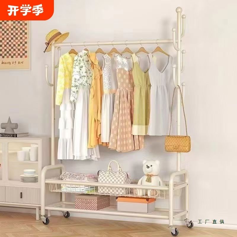德国带轮可移动衣帽架客厅家用衣服收纳架简易卧室落地式挂衣架子