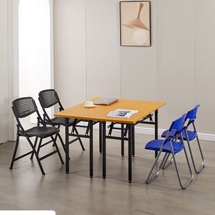 简易折叠桌会议桌摆摊拼接餐桌家用办公钢木课桌椅签到长条培训桌