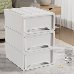 桌面抽屉式收纳盒办公桌透明收纳箱大容量玄关衣柜多层分类整