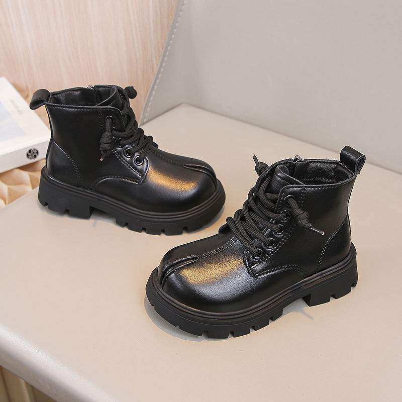 女童儿童靴子2025新款秋冬季男童短靴马丁中大童皮靴加绒宝宝鞋子