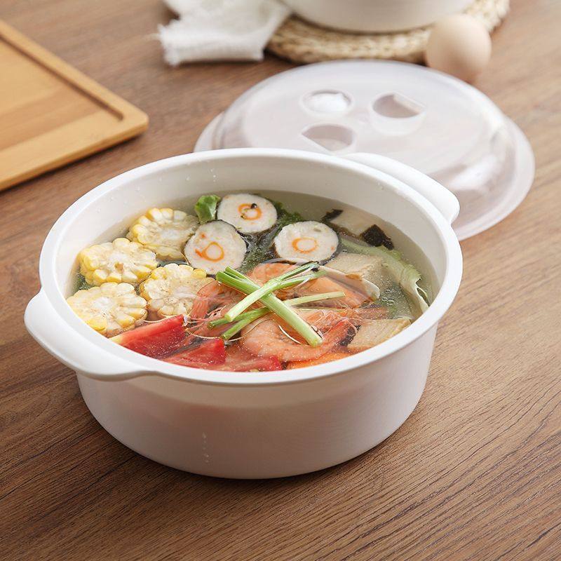 微波炉专用汤碗大号圆形带盖汤锅饭碗塑料加热饭盒保鲜盒泡面碗