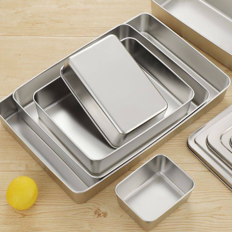 网红冰粉专用304不锈钢方盘容器摆摊甜品店提拉米苏铁盒带盖托盘,餐饮具,餐用托盘,淘宝优惠券,粉丝福利购,淘宝优惠卷