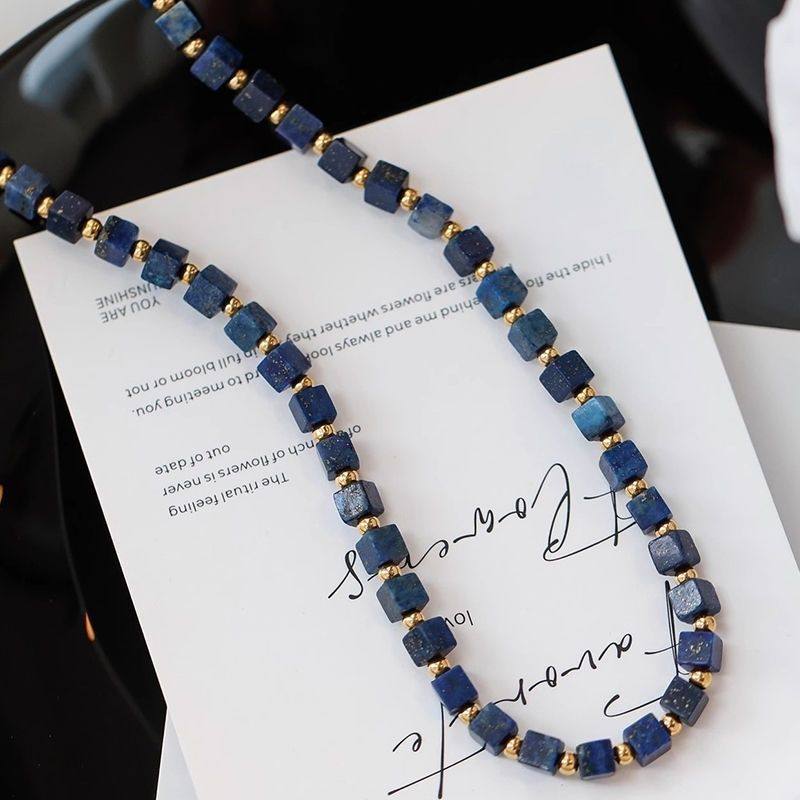 美拉德天然方形青金石头颈链高级小众轻奢波西米亚风格十字,饰品/流行首饰/时尚饰品新,组合套装,淘宝优惠券,粉丝福利购,淘宝优惠卷