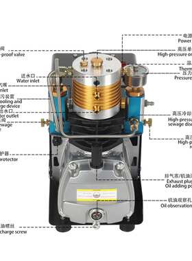 高压充气泵30mpa 水冷高压打气机4500psi 单缸 电动 空气压缩泵ce