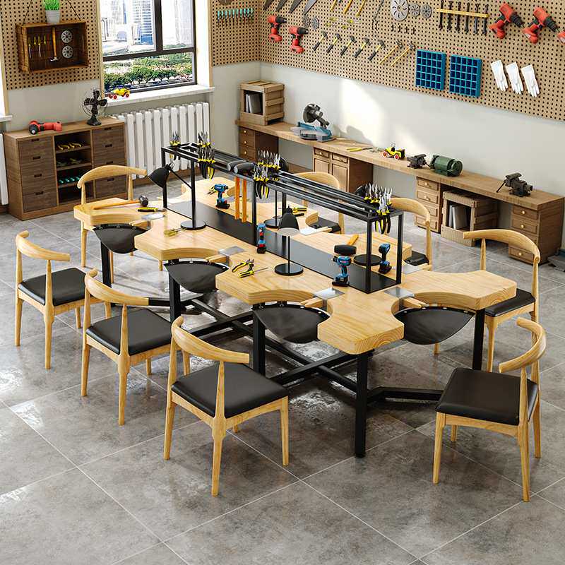 首饰加工桌金工桌打金桌实木手工桌打金台银饰操作台6人8人位