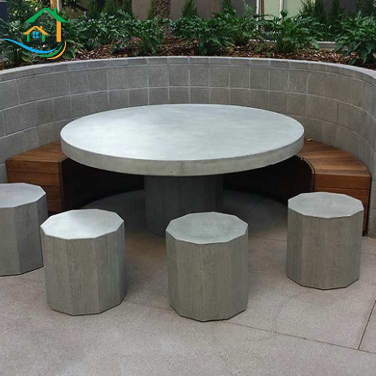 专业生产户外混凝土餐桌 水泥木纹家具厂家 防腐耐用GRC仿木茶桌