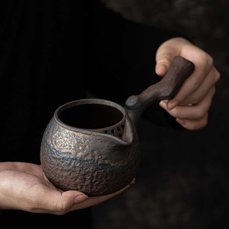 枯木侧把烤茶罐 醒茶提香暖茶熏茶罐茶具配件茶道煮茶家用公道杯