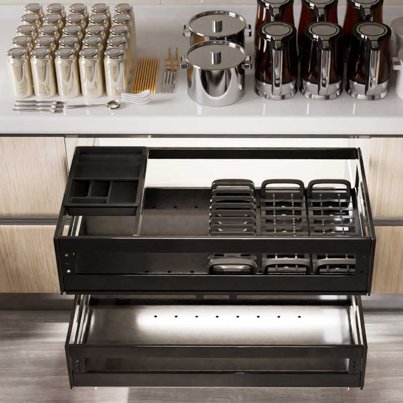 30 35cm深度浅柜橱柜拉篮304不锈钢厨房橱柜抽屉式碗碟篮阻尼轨道,3C数码配件,USB灯,淘宝优惠券,粉丝福利购,淘宝优惠卷