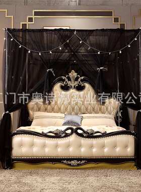 新款公主风灰色蚊帐宫廷四开门落地双层蚊帐黑色加密梦幻方顶蚊帐