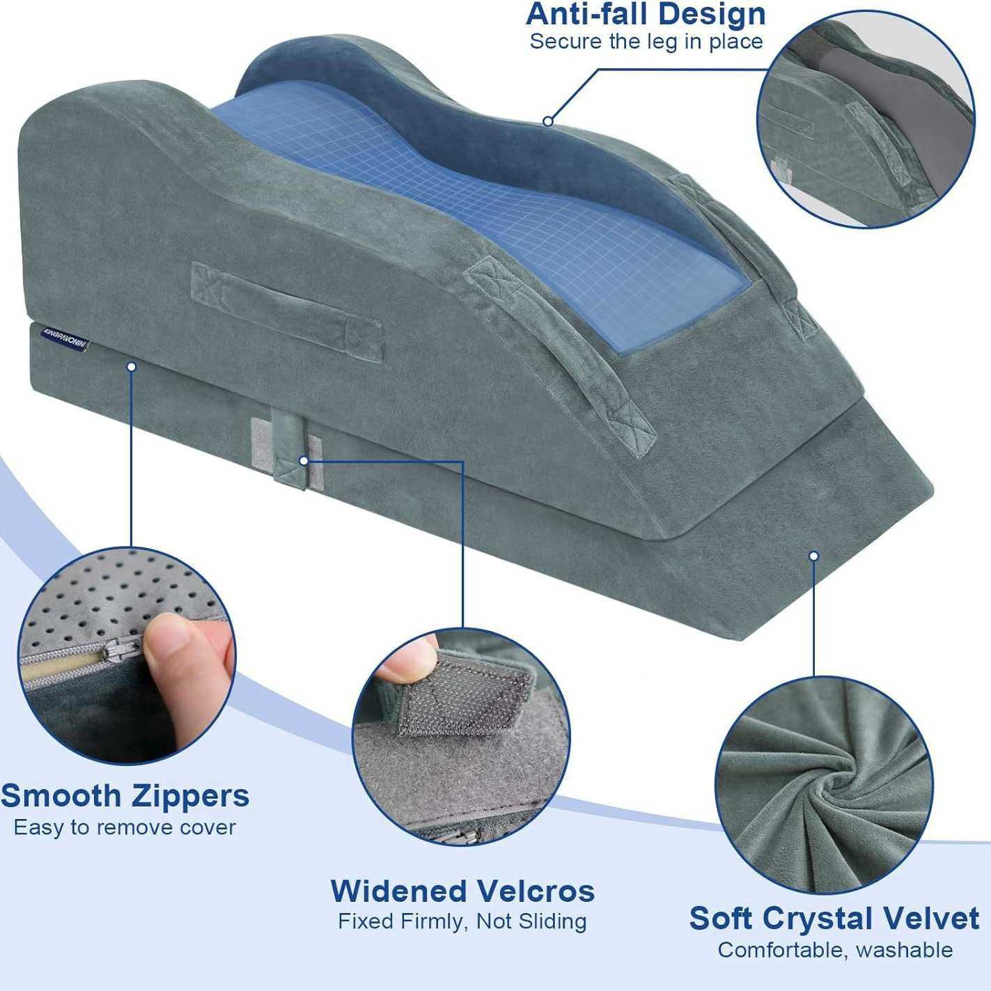 可调节腿部抬高枕头A4符合人体工学记忆棉腿枕促进血液循环单腿枕