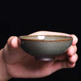 龙窑柴烧建盏灰贝茶杯纯手工复古主人杯单杯建阳铁胎大号茶盏杯