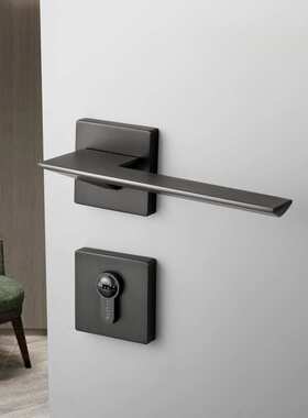 卡特北欧风门锁室内卧室静音磁吸现代简约房间磁吸房门锁黑色锁具