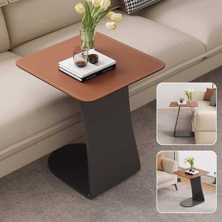 马鞍皮边几茶几小桌子创意客厅沙发边柜卧室现代简约铁艺床头柜