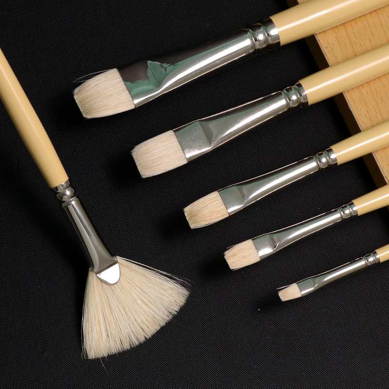 进口温莎牛顿艺术家猪鬃油画笔丙烯水粉绘画笔长/短平头圆头单支