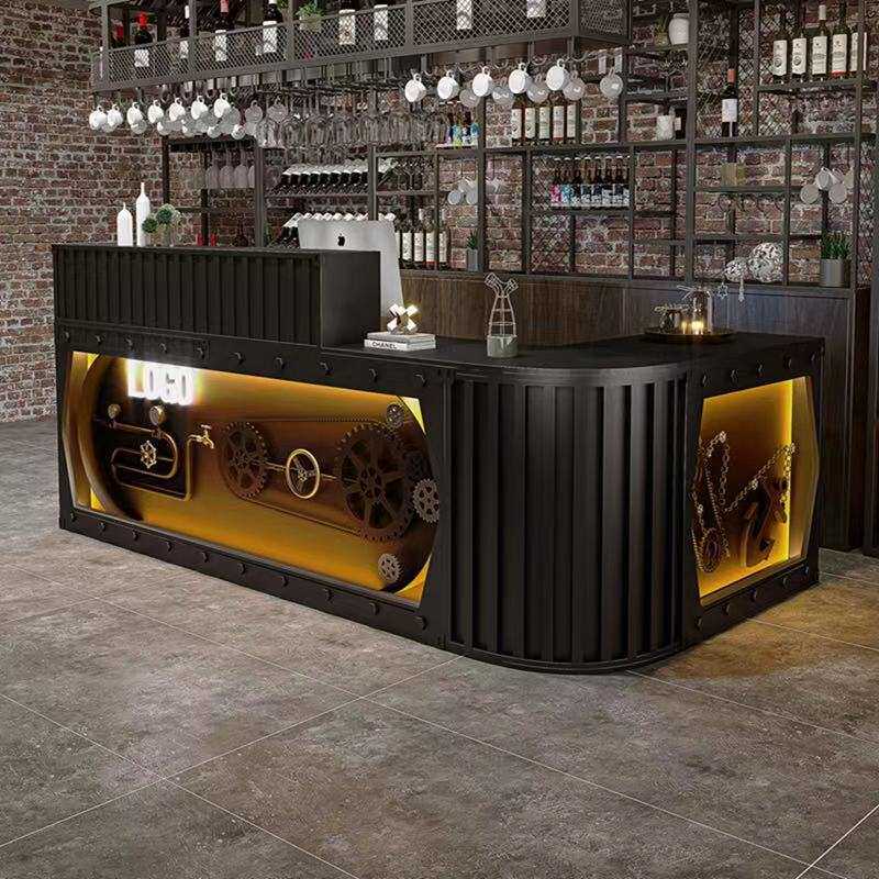 复古工业风收银台店铺餐厅接待台吧台桌酒吧台转角奶茶店柜台简约