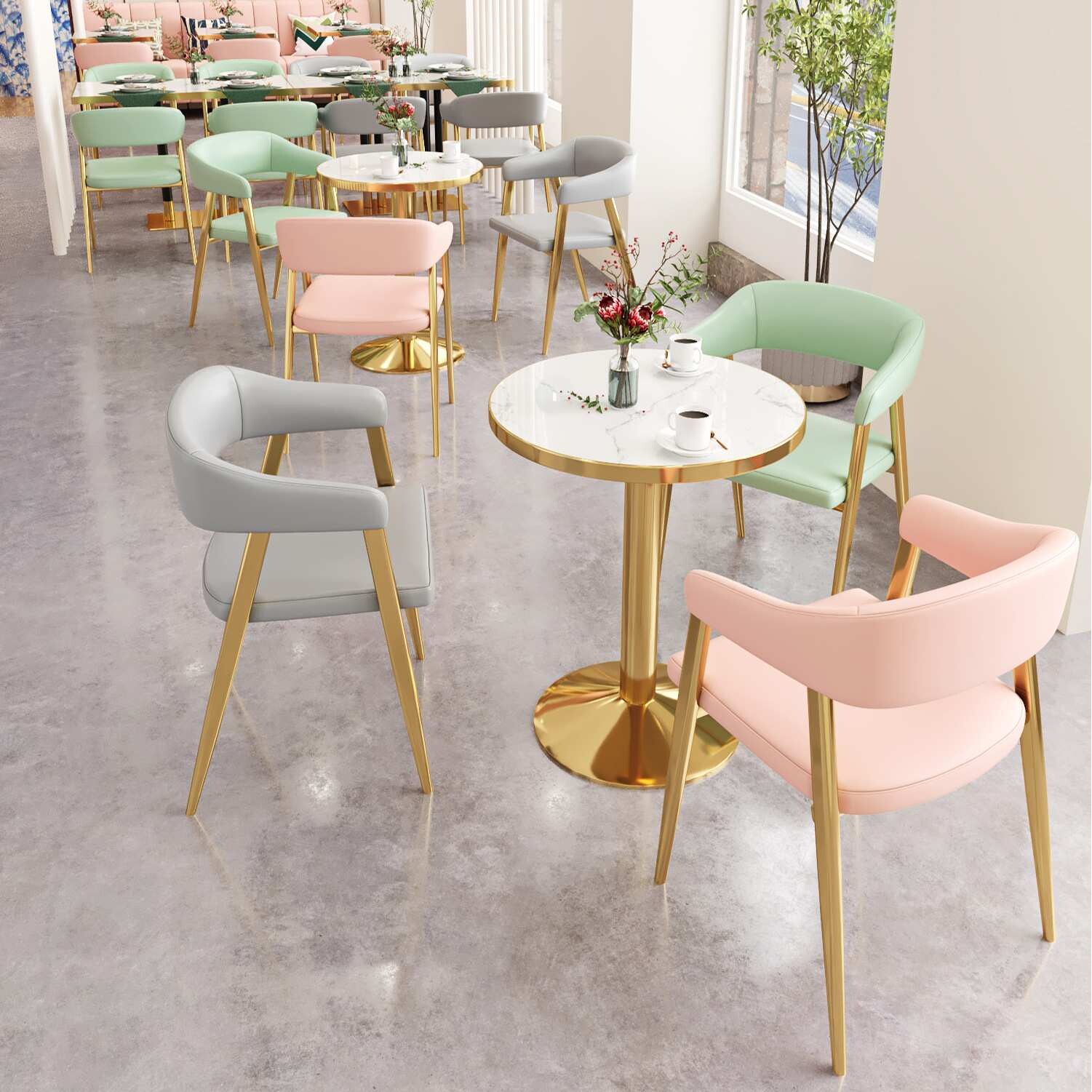 餐饮汉堡小吃店甜品店奶茶店卡座沙发桌椅组合工业风吧台商用