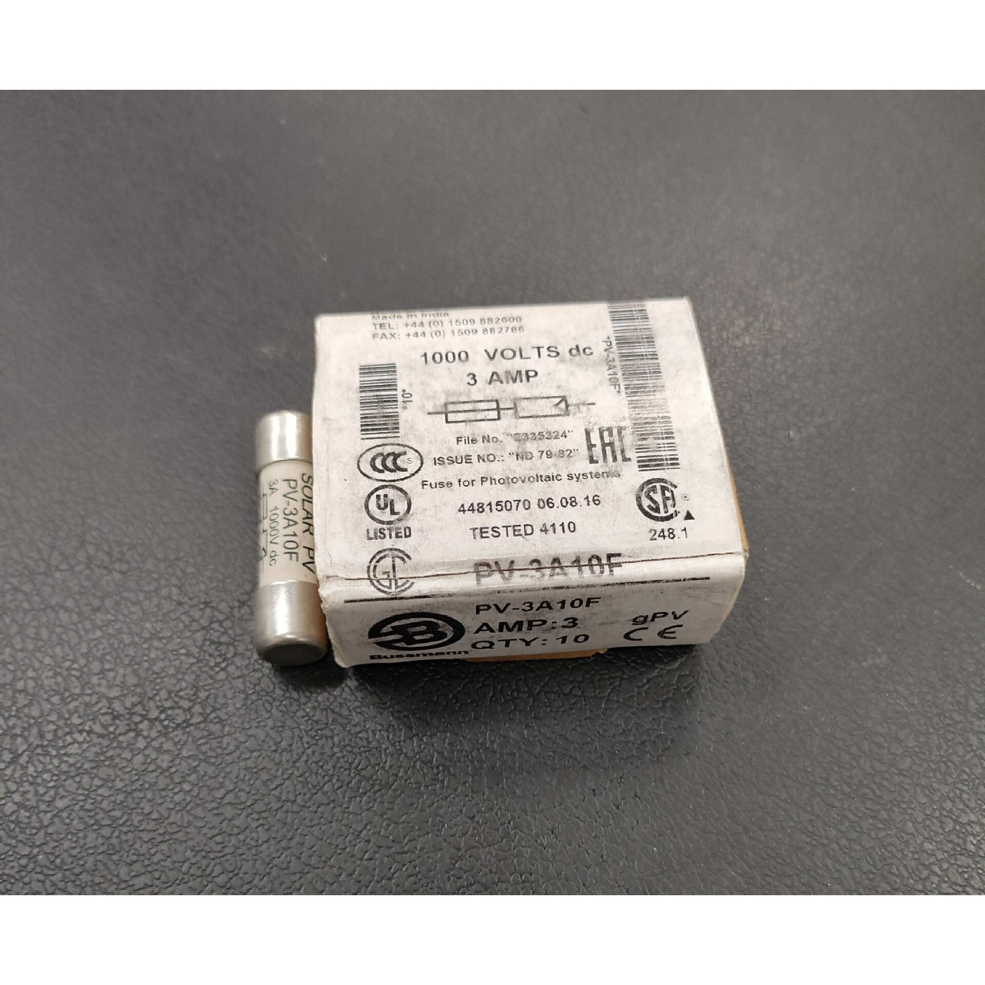 PV-3A10F光伏保险丝 1000V 3A 10×38 巴斯曼BUSSMANN熔断器
