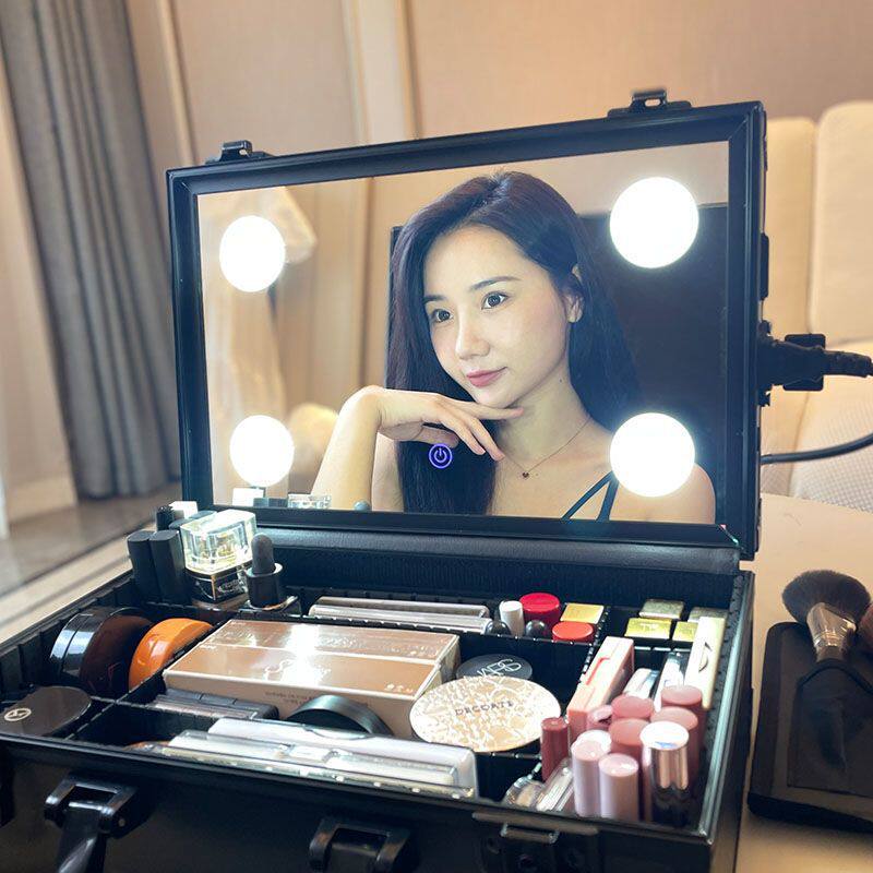 2024新款化妆箱便携式高级美妆镜全套新款镜子专业手提新娘跟妆箱