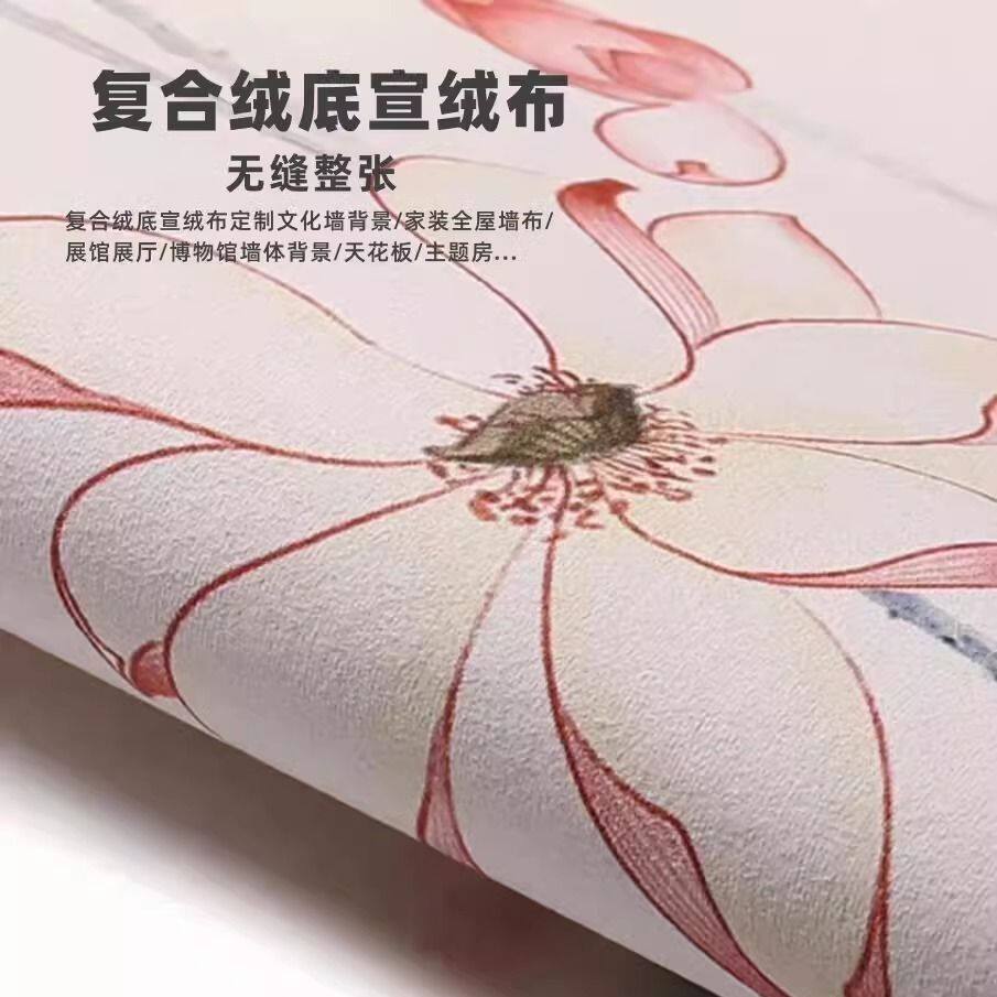 钉制宣绒布UV印环保展馆文化背景墙床头无缝壁画壁布高清阻燃墙布