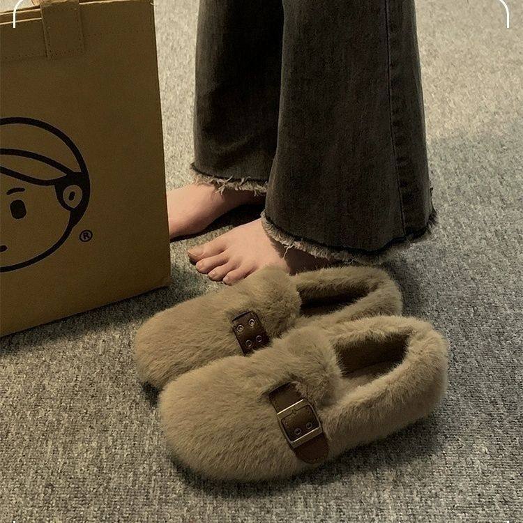 网红毛毛鞋冬天外穿2025年新款秋冬软底加绒豆豆加厚保暖棉鞋女,女鞋,乐福鞋（豆豆鞋）,淘宝优惠券,粉丝福利购,淘宝优惠卷