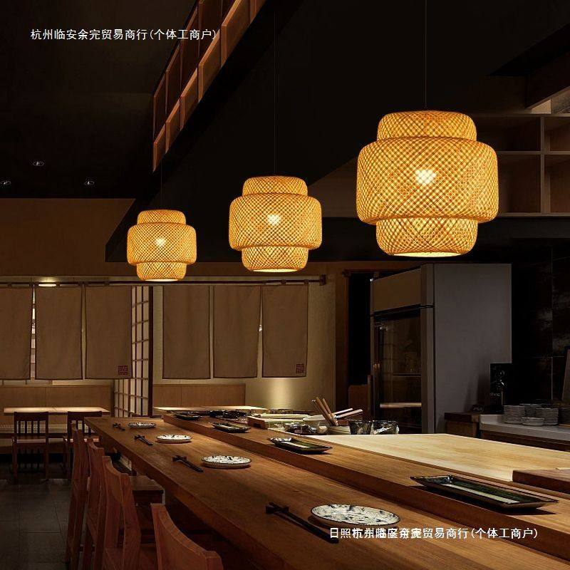 竹编吊灯竹艺禅意茶室中式餐厅民宿灯具灯笼藤编灯笼复古编织灯罩