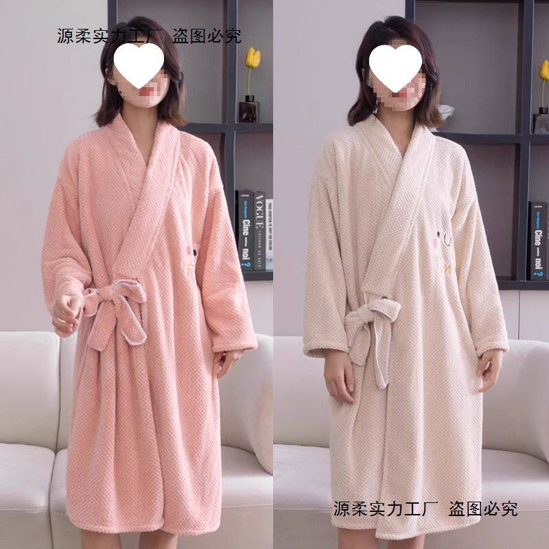 浴袍式浴巾可穿可裹2025新款秋冬季女比纯棉吸水速干裹巾睡袍提花