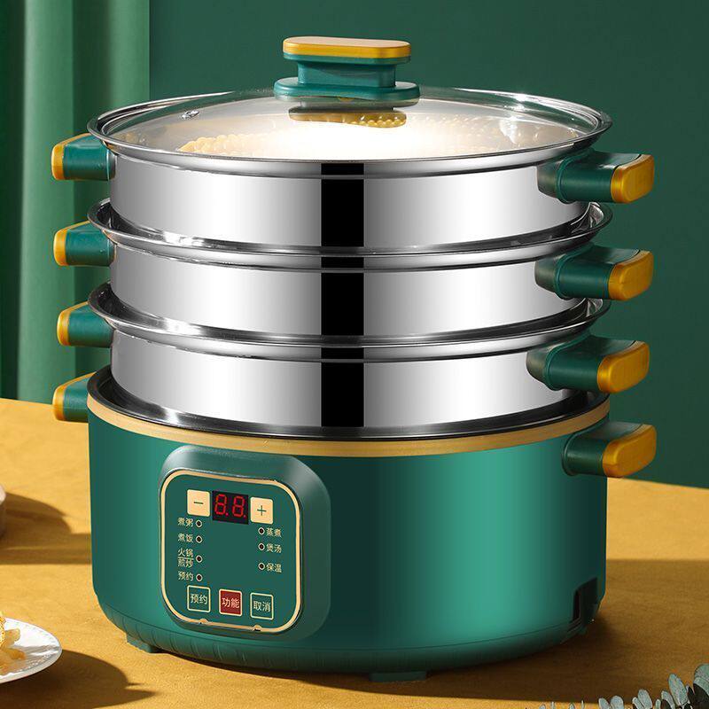 多功能大容量三层蒸笼蒸锅家用出租房宿舍煲汤煮炖煎炒一体电火锅