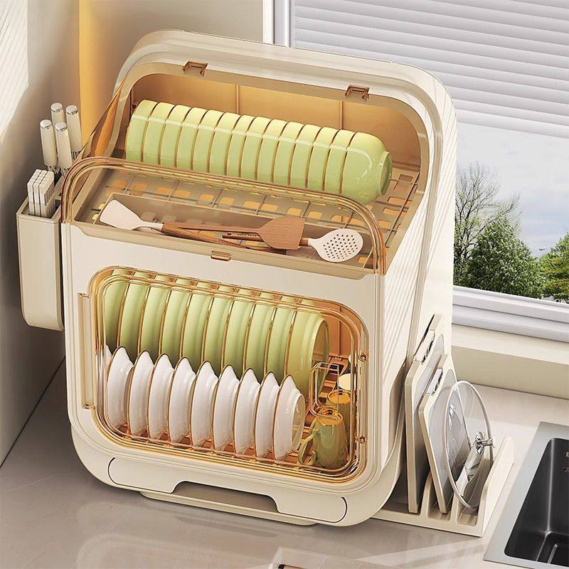 厨房家用碗筷收纳盒放碗碟收纳架多功能带盖沥水置物架碗柜,厨房/烹饪用具,碗架,淘宝优惠券,粉丝福利购,淘宝优惠卷