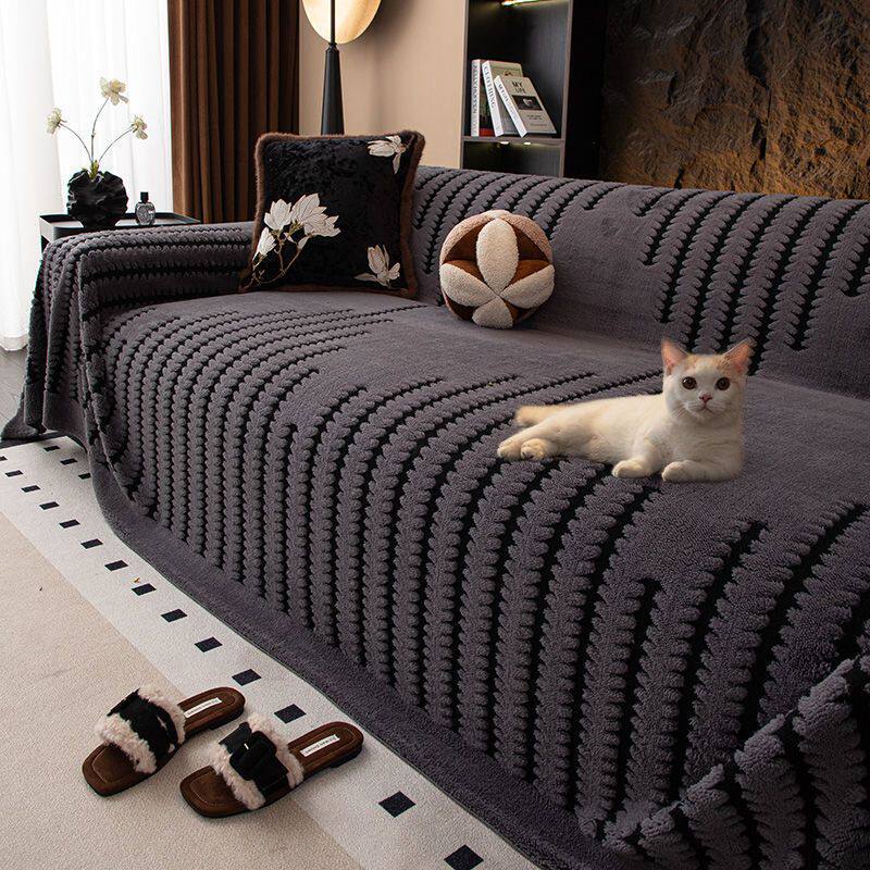 全盖沙发绒绒云感猫抓款盖四季提花万能套罩高级毛绒暖意感防防滑