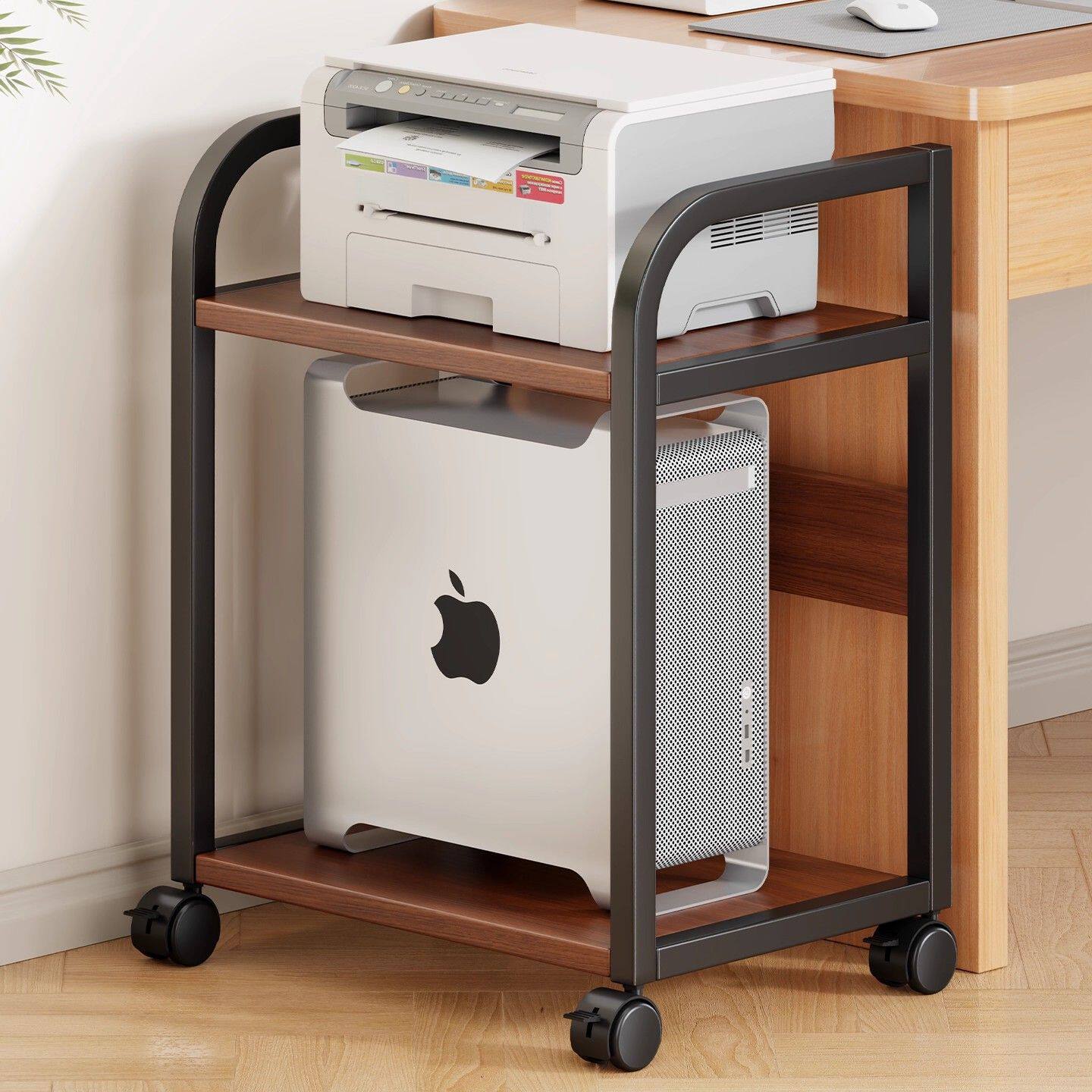 打印机置物架家用落地复印机收纳放置柜办公桌边可移动主机箱托架
