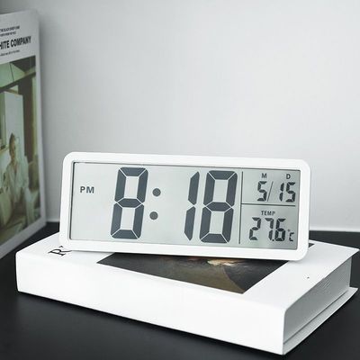 简约LCD钟表客厅挂钟多功能温湿度显示时钟工厂直销801TK