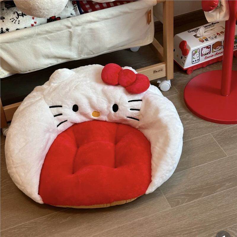 可爱KT猫毛绒坐垫学生宿舍卧室椅子屁垫办公室久坐靠垫腰靠一体