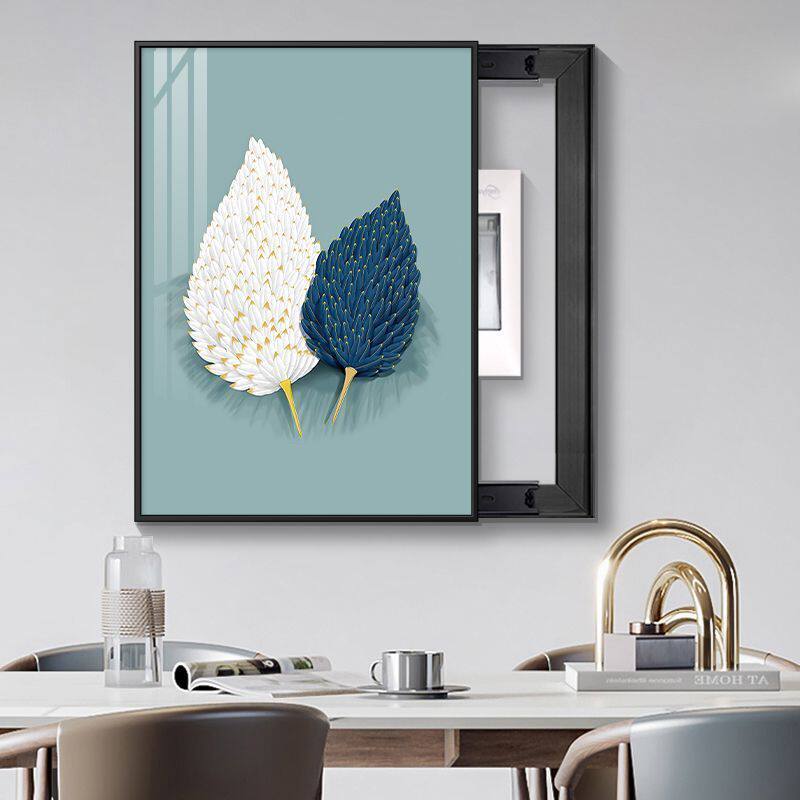 竖版款电表箱装饰画新款免打孔现代简约客厅挂画开关配电箱遮挡画