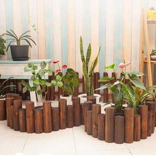 防腐木栅栏花园围栏户外庭院篱笆碳化圆木护栏室内阳台装饰木桩