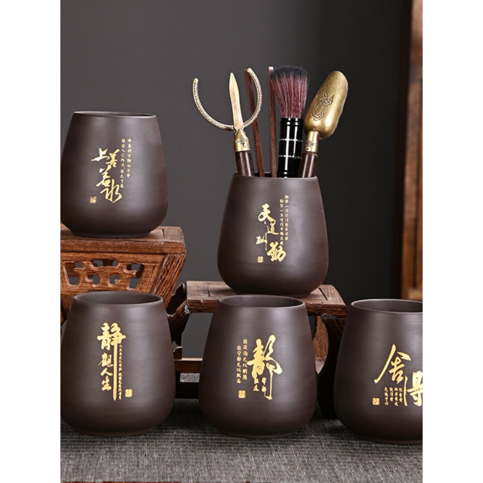 ?茶具配件紫砂茶道六君子套装收纳茶夹养壶笔茶匙茶勺茶具用品大