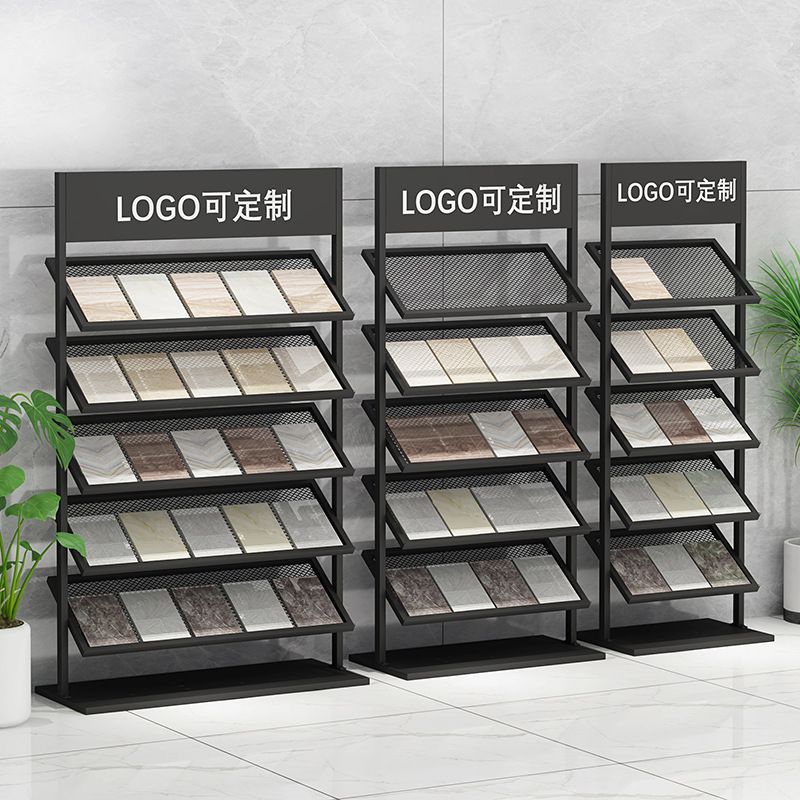 瓷砖样品展架玻璃摆放橱柜立式货架石英地砖铝扣板石材落地展示架