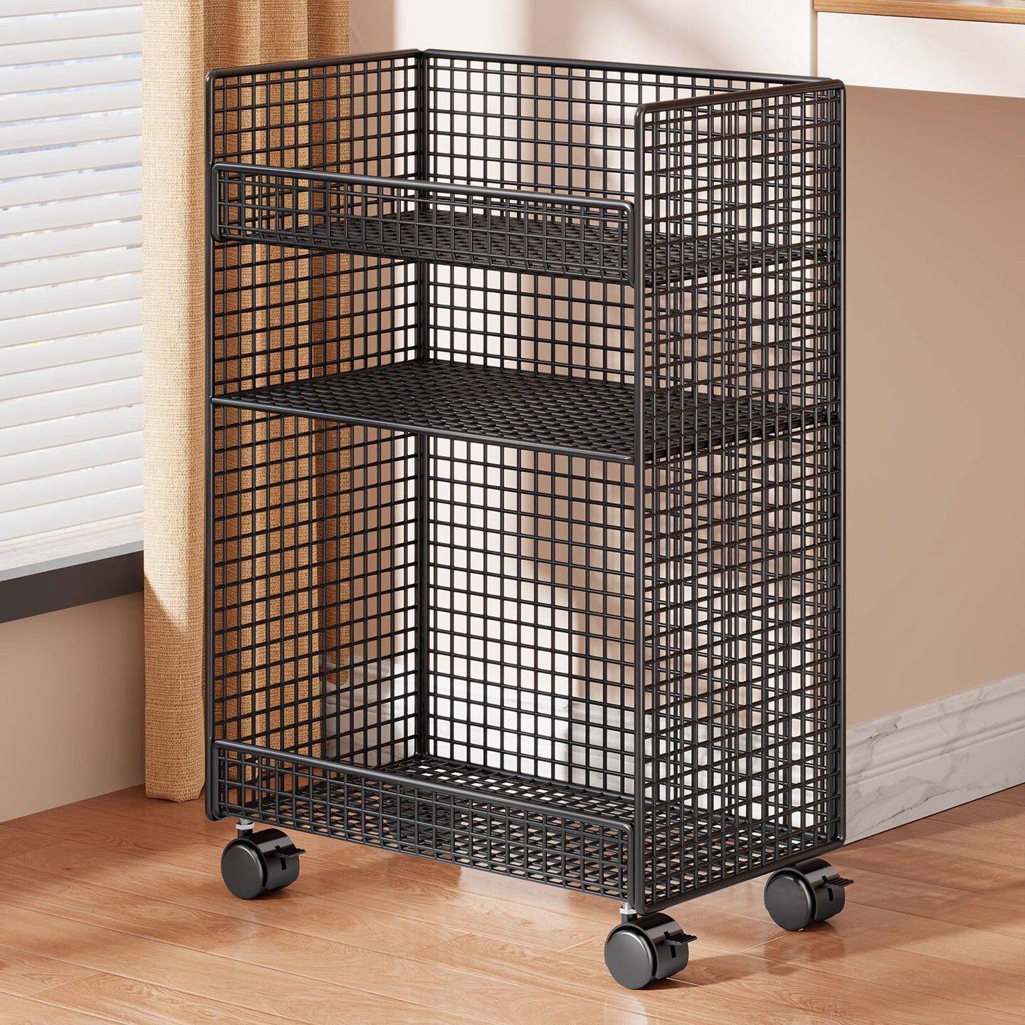 桌下置物架办公室工位可移动小推车收纳柜多层放书包带滑轮神器箱